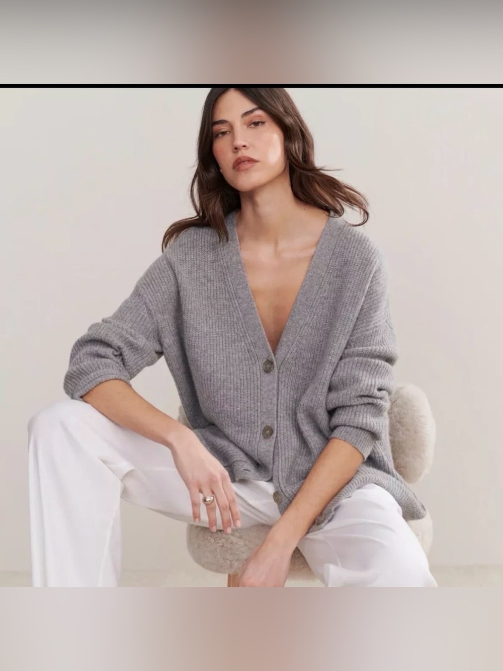 Jenni Kayne 109% Cashmere Cocoon Cardigan Size S gray